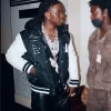 Rema Live Stream Session White and Black Hooded Letterman Varsity Jacket