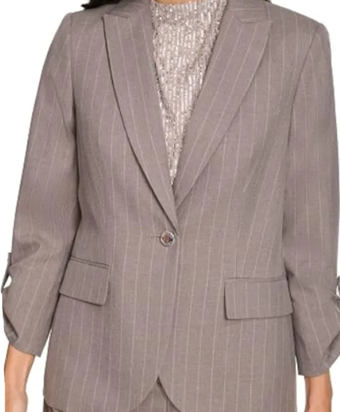 Renee Birdwhistle TV Series Neagley 2026 Adeline Rudolph Grey Striped Blazer