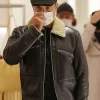 Robbie Williams Shearling Black Leather Jacket