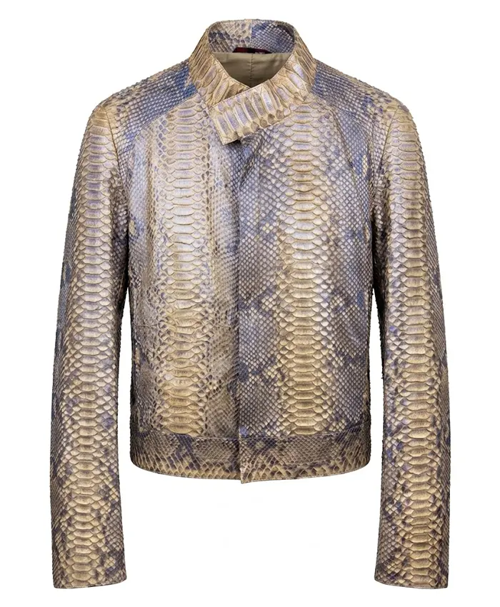 Roberto Cavalli Beige Python Leather Jacket