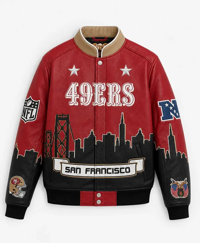 Shop San Francisco 49ers Vegan Leather Skyline Jacket - Oskar Jacket