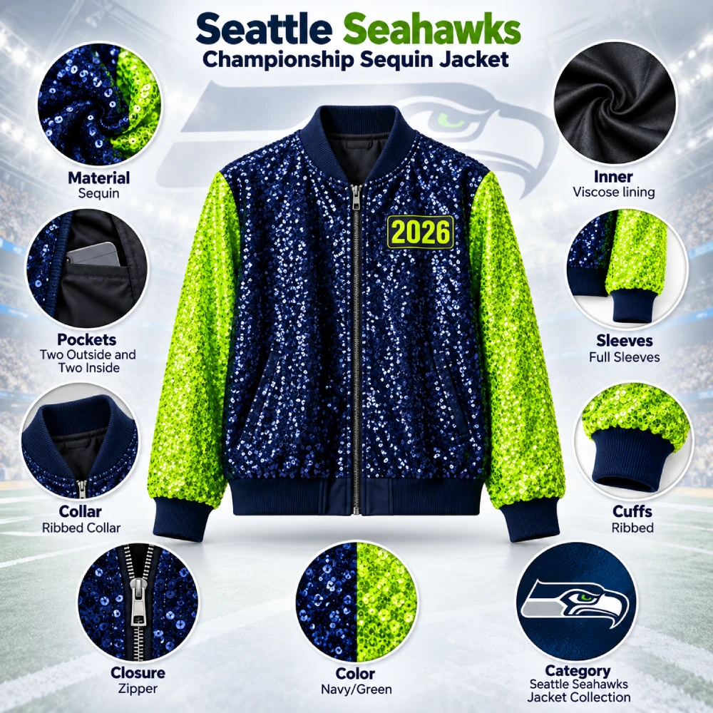 Seattle Seahawks Championship Sequin Jacket Infographic