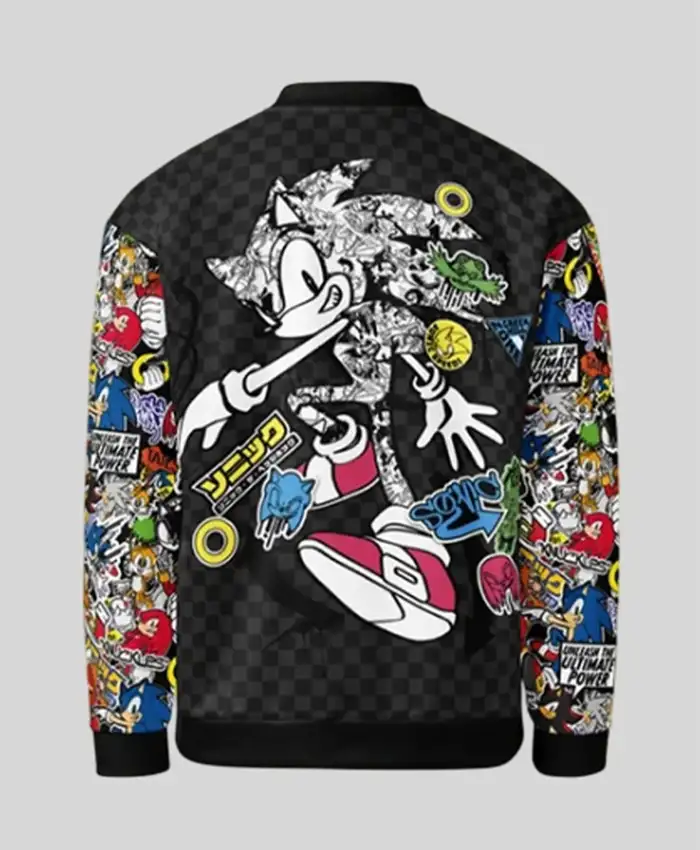 Sega x Sonic Sticker Bomb Black Bomber Zip-up Jacket Back