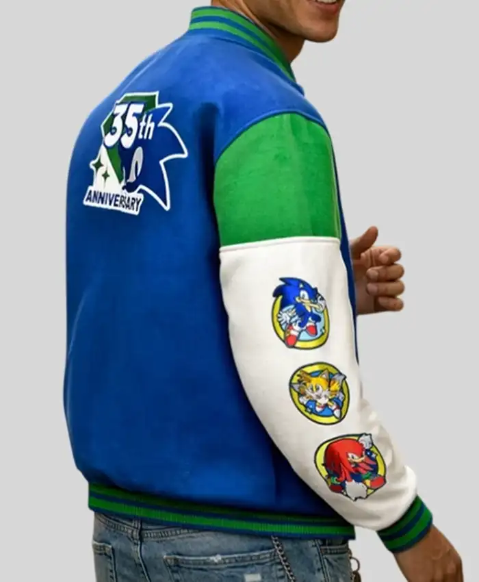 Sega x Sonic the Hedgehog 35th Anniversary Varsity Jacket For Men and Women Back View