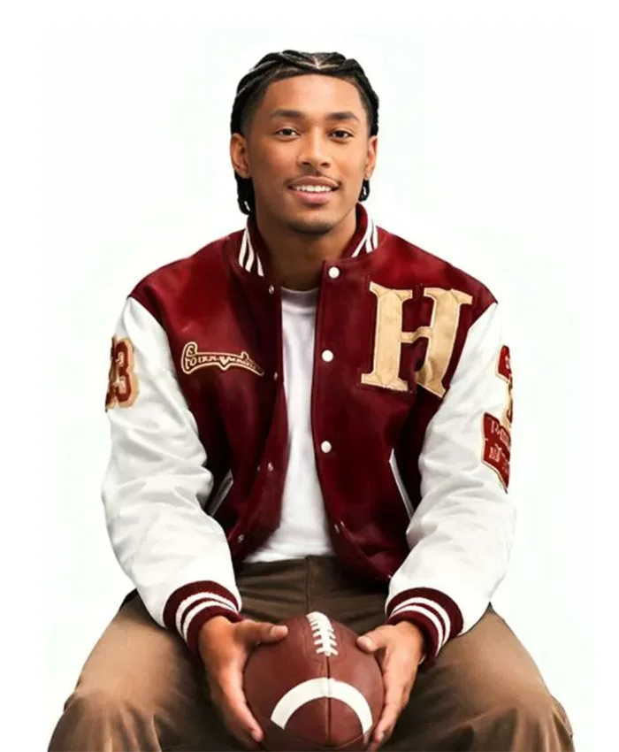 Shaquille Johnson TV Series A Different World 2026 Cornell Young IV Burgundy and White Varsity Jacket