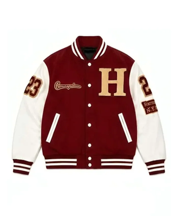 Shaquille Johnson TV Series A Different World 2026 Cornell Young IV Burgundy and White Varsity Jacket Front