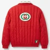Shop 1987 Gucci Red Puffer Chevron Quilted Jacket On Sale