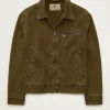 Shop AE x Lamine Yamal Brown Denim Workwear Jacket Front