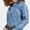 Shop Adidas x Liberty London Firebird Blue Zip-up Denim Jacket On Sale