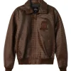 Shop Avirex Limited Edition Croc Icon Brown Leather Bomber Jacket