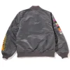 Shop BAPE Tiger Shark Bomber Full Zip Up Bomber Jacket Grey Back