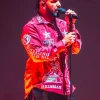 Shop Drake We’ll Go To Hell Bout Johnny Manziel Red Satin Jacket Front