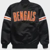 Shop HOMAGE X Starter Bengals Black Satin Bomber Jacket On Sale