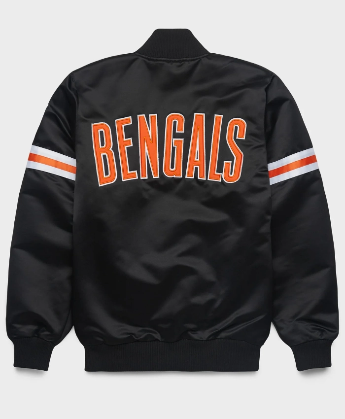 Shop HOMAGE X Starter Bengals Black Satin Bomber Jacket On Sale