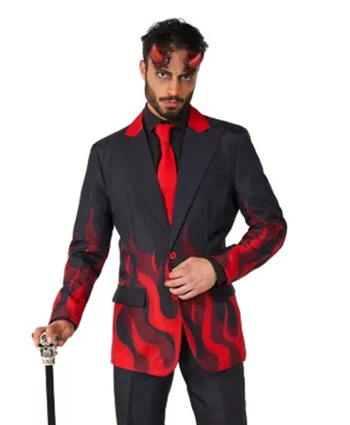 Shop Halloween x Adult Devil Party Red and Black Blazer On Sale