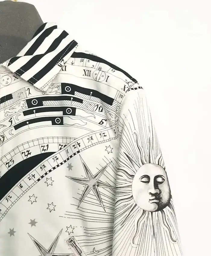 Shop Hermès Astrologie Remix Zip White Bomber Jacket Side View