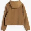Shop Jisoo Tommy Hilfiger Brown Wool Hooded Jacket Back