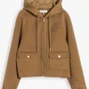 Shop Jisoo Tommy Hilfiger Brown Wool Hooded Jacket On Sale