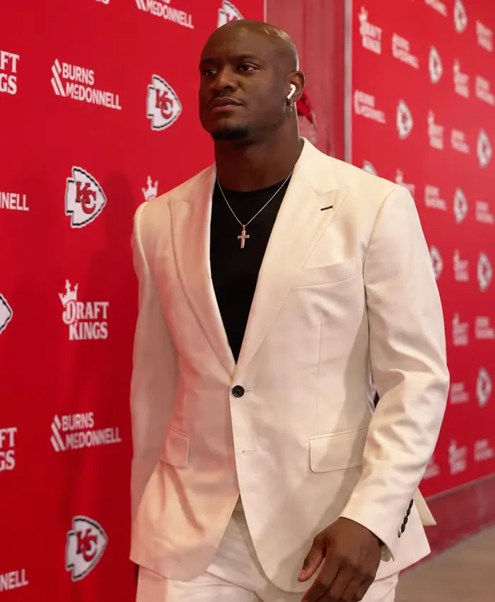 Shop Kenneth Walker III Kansas City Chiefs 2026 White Blazer Side View