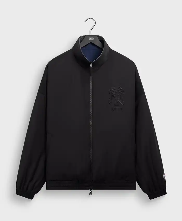 Shop Kith for the New York Yankees Reversible Hugo Blue Track Jacket Front View