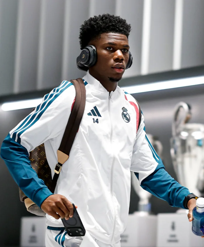 Shop Kylian Mbappé Real Madrid White Polyester Training Jacket On Sale