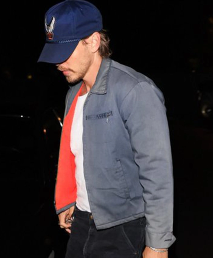 Shop Los Angeles 2026 Austin Butler Grey Cotton Zip-up Jacket On Sale