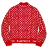 Shop Louis Vuitton x Supreme Red Leather Monogram Bomber Jacket Back View