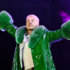 Shop Macklemore Ed Sheeran’s Tour 2026 Green Leather Coat Front View