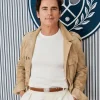 Shop Matt Bomer US Open 2026 Ralph Lauren Tan Suede Jacket On Sale