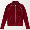 Shop Meek Mill NYC Celine Burgundy Velvet Track Jacket Front View
