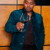 Shop Nasir Jones Celebrate 53rd Birthday Blue Suede Leather Jacket