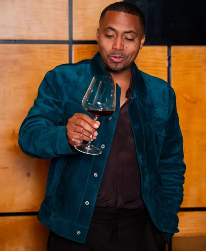 Shop Nasir Jones Celebrate 53rd Birthday Blue Suede Leather Jacket