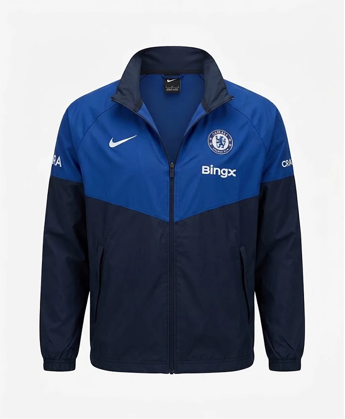 Shop Nike Chelsea F.C. Manchester City Black and Blue Full-Zip Jacket