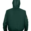 Shop Oakland Athletics Historic L-2B Green Full-Zip Satin Hooded Jacket Back View