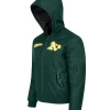 Shop Oakland Athletics Historic L-2B Green Full-Zip Satin Hooded Jacket Side View