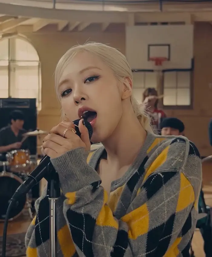 Shop Official Music Video New Trick 2026 Rose Checkered Cardigan Front View