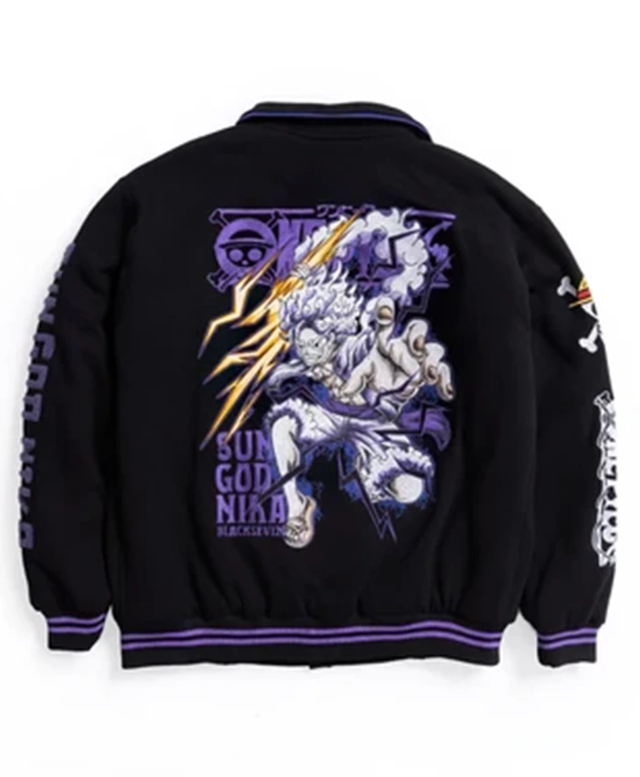 Shop One Piece Gear 5 Sun God Nika Full Embroidery Varsity Jacket