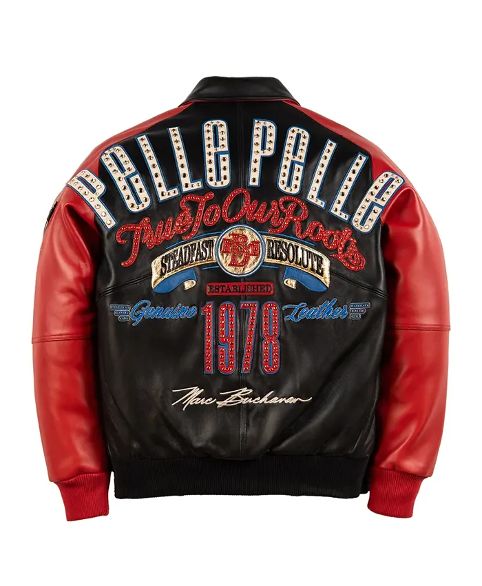 Shop Pelle Pelle True To Our Roots Red & Black Leather Bomber Jacket