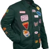 Shop Robert Downey Jr Marvel Patch Green Cotton Jacket Side View