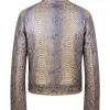 Shop Roberto Cavalli Beige Python Leather Jacket For Men and Women
