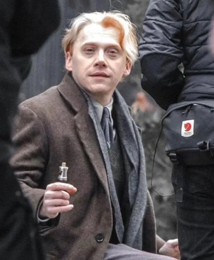 Shop Rom Weasley Actor Returns to Hogwarts as a Teacher Brown Wool Coat