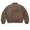 Shop Supreme POPEYE FW26 Swarovski Studded Quilted Leather Jacket Brown Back