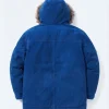 Shop Supreme x The North Face 600-Fill Down Parka Hooded Blue Suede Leather Jacket
