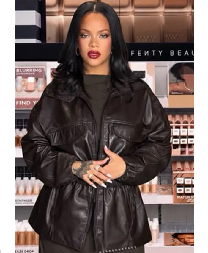 Shop The Frankie Shop Carnaby Rihanna Black Leather Jacket On Sale