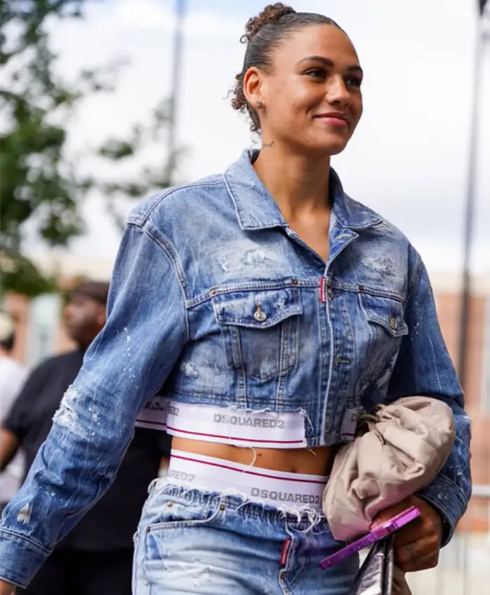 Shop Trinity Rodman Street Style Dsquared2 Blue Denim Cropped Jacket