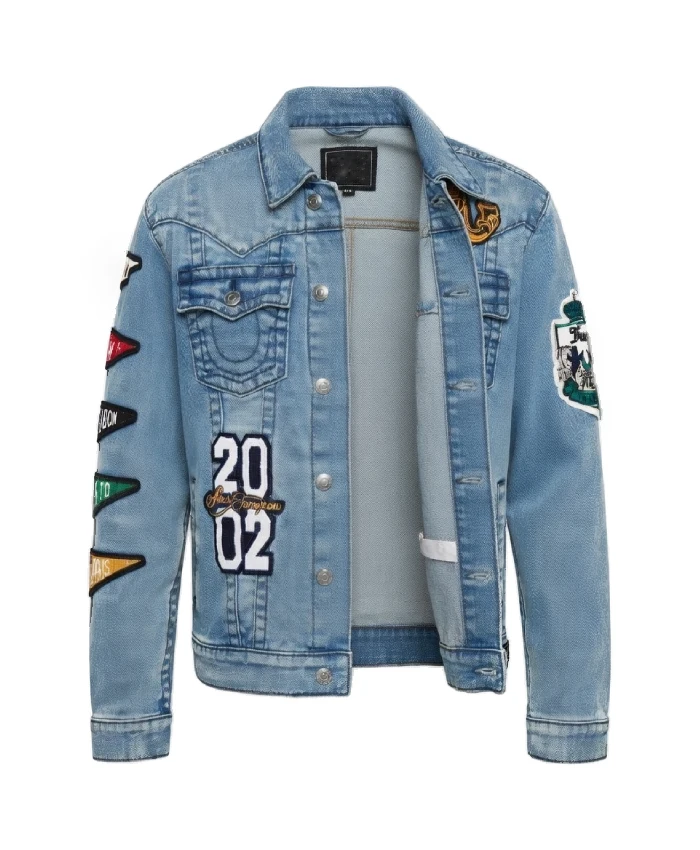 Shop True Religion Patch Big T Blue Denim Jacket at Discounted Price