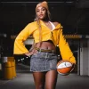 Shop WNBA x Aaliyah Edwards Yellow Cropped Hooded Jacket On Sale