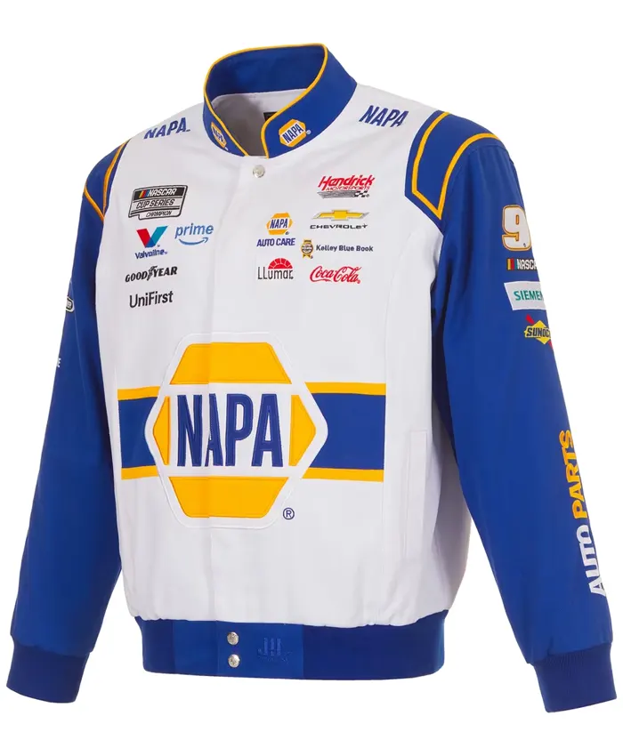 Sophie Cunningham JH Design White and Blue 2026 NAPA Full-Snap Twill Racing Jacket