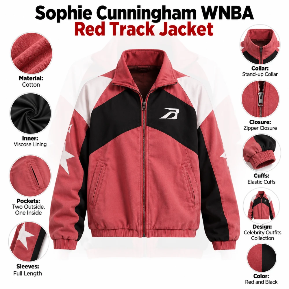 Sophie Cunningham WNBA Red Track Jacket Infographic