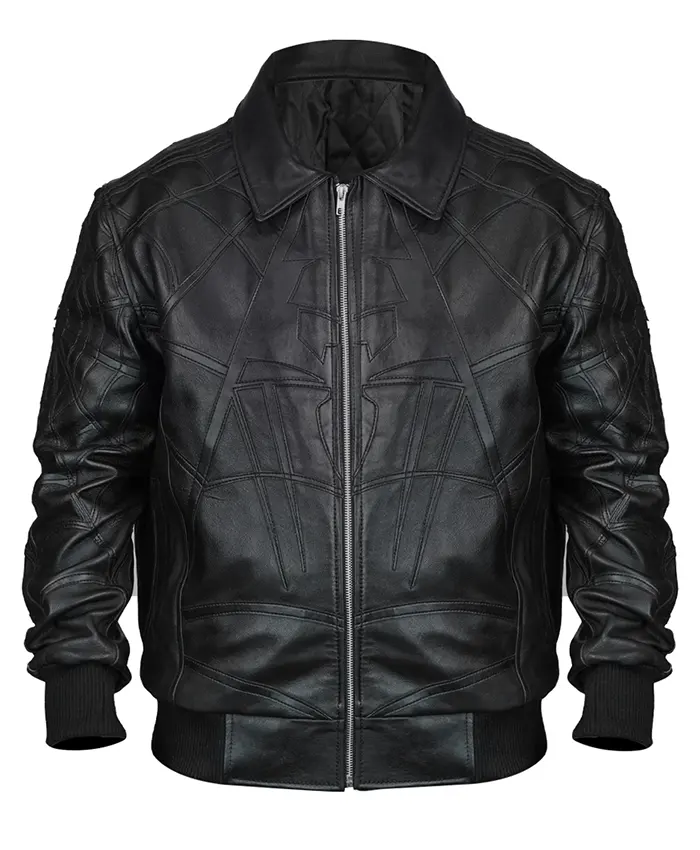 Spider Man Black Leather Bomber Jacket
